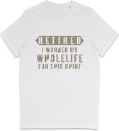 T-Shirt Drôle Hommes Femmes - Retraité - Texte Imprimé - Wit - XL