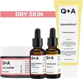 Q+A Dry Skin - Reinigingsbalsem 1x 125 ml & Gezichtsserum 1x 30 ml & Gezichtsolie 1x 30 ml & Dagcrème 1x 50 gr - Pakket