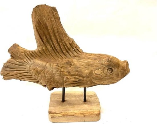Abstracte houten vis H25  - retro - trendy