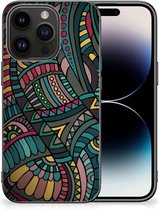 Hoesje Bumper Geschikt voor iPhone 15 Pro Telefoon Hoesje met Zwarte rand Aztec
