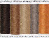 Set van 5 kleuren naaigaren bruin - bruine stikzijde voor naaien en naaimachines