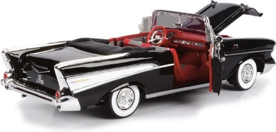 Chevrolet Bel Air Convertible 1957 - James Bond Dr. No (Zwart) (30 cm) 1/18 Motor Max {Modelauto - Schaalmodel - Miniatuurauto} - Motor Max