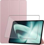 Tablet Hoes + Screenprotector geschikt voor OnePlus Pad – Tempered Glass - Extreme Shock Case Rosé