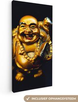 Canvasdoek - Foto op canvas - Woonkamer decoratie - Buddha - Goud - Religie - Boeddha beeld - Luxe - 20x40 cm