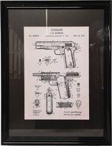 Cobra Vintage Colt 1911 Firearm Canvas Schilderij Mancave kader 30x40cm zwart - Poster - Fotlijst