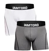 IAMTORO 2 PACK Premium Heren Boxershort WIT/GRIJS MAAT XL