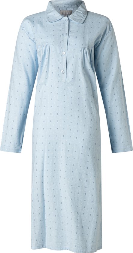 Dames nachthemd flanel van Lunatex 643511 100% katoen blauw maat M