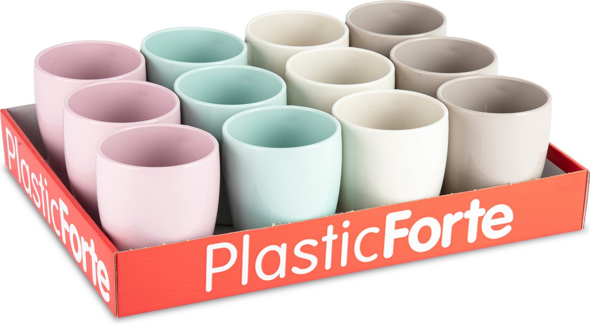 Goedkoopste Plasticforte Bekers - 12x stuks - kunststof - gekleurd - 375 ml - onbreekbare mokken