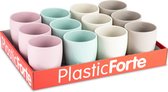 Plasticforte 12x Gobelets/tasses colorés - plastique - 375 ml - incassable - Gobelets à limonade