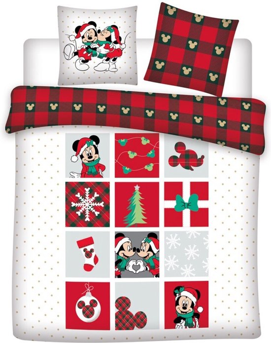 Disney Minnie & Mickey Mouse Dekbedovertrek Kerst - Tweepersoons - 200 x 200 cm - Katoen Flanel