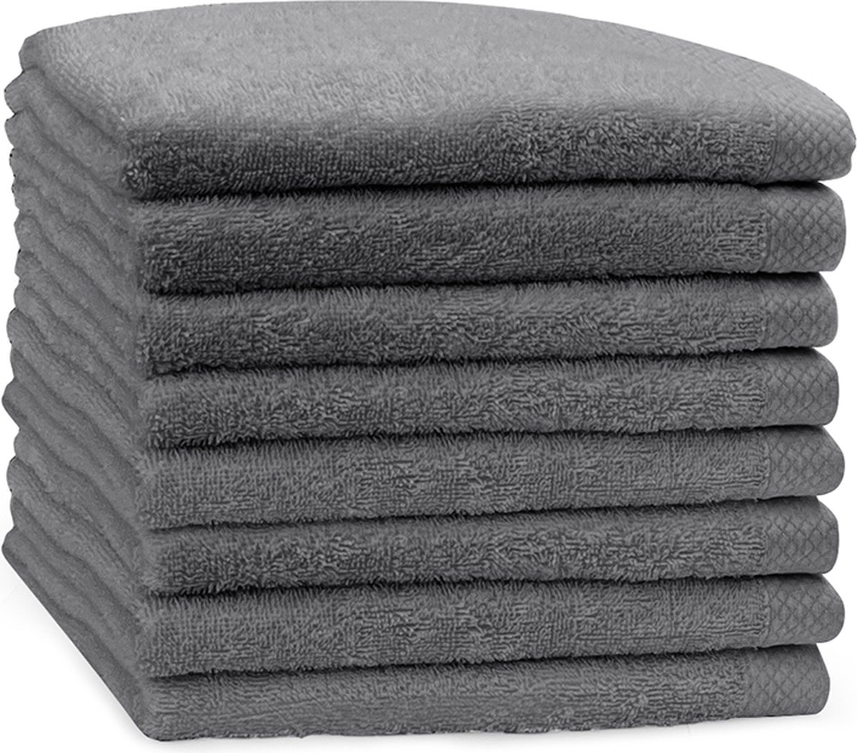 Eleganzzz Handdoeken Set - Set van 8 - Handdoek 50x100cm - 420 gr/m2 - 100% Katoen - dark grey