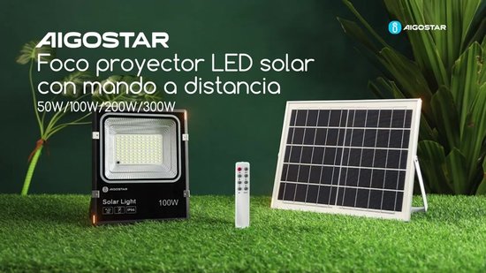 Aigostar - Projecteur solaire LED à intensité variable LED/50W/3,2V IP65 +  Té