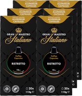 Gran Maestro Italiano -Ristretto - Koffiecups - Nespresso Compatibel Capsules - Krachtige Smaak - 6 x 20 cups