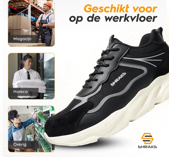 Chaussures de sécurité Shraks Moda - Chaussures de travail pour femmes et hommes - Embout en acier - Sneaker - Design respirant et léger - Taille 45