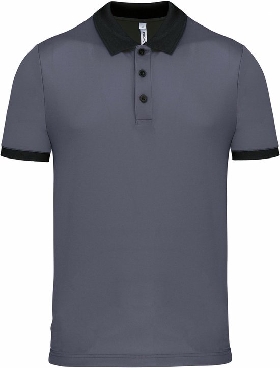 Proact Poloshirt Sport Pro premium quality - grijs/zwart - mesh polyester stof - voor heren XL