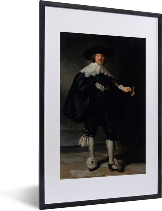 Fotolijst incl. Poster - Het huwelijksportret van Marten Soolmans - Rembrandt van Rijn - 40x60 cm - Posterlijst