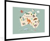 Carte verte de l'Australie avec des animaux 120x80 cm