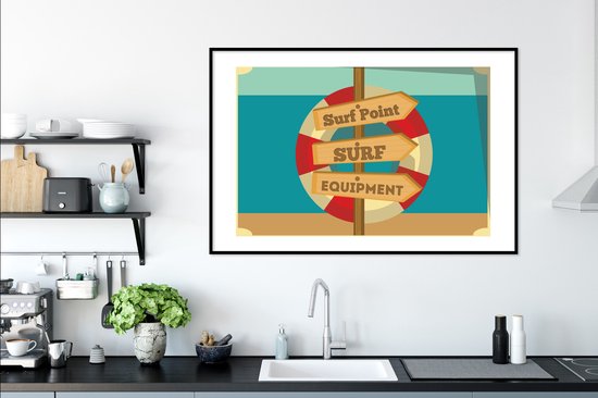 Illustration 'Surf Point Surf Equipment' avec bouée de sauvetage 120x80 cm