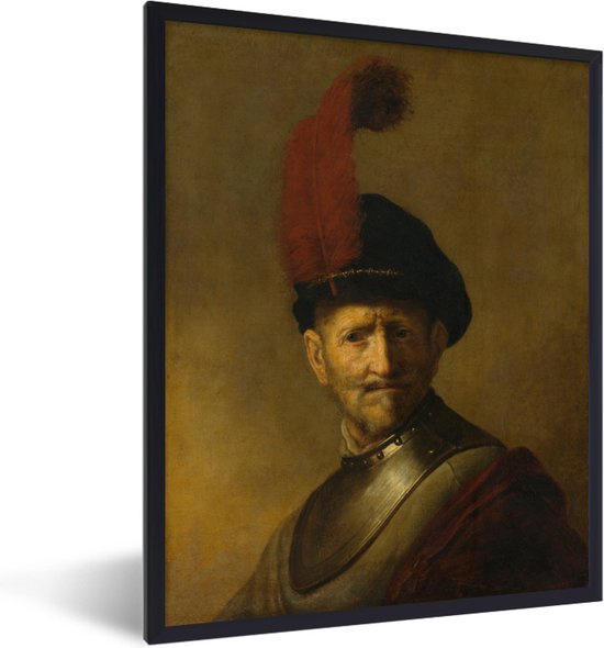 Fotolijst incl. Poster - Portret van een man - Rembrandt van Rijn - 30x40 cm - Posterlijst