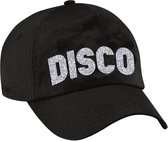 Bellatio Decorations Disco verkleed pet/cap voor volwassenen - zilver glitter - unisex - zwart