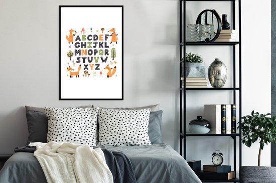 Illustration alphabet avec renards orange 60x90 cm