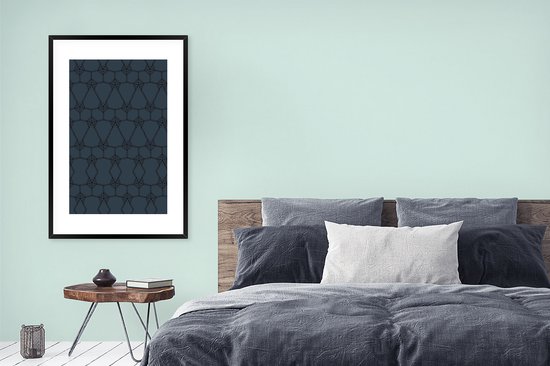 Luxe motif de fleurs et de lignes noires sur fond bleu foncé 80x120 cm