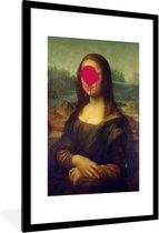 Fotolijst incl. Poster - Mona Lisa - Leonardo da Vinci - Roze - 60x90 cm - Posterlijst