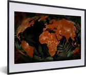 Fotolijst incl. Poster - Wereldkaart - Planten - Wereldbol - 60x40 cm - Posterlijst