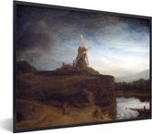 Fotolijst incl. Poster - De molen - Rembrandt van Rijn - 80x60 cm - Posterlijst