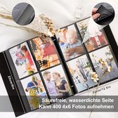 Fotoalbum, 10 x 15, 600 vakjes, groot formaat, linnen album voor horizontale en verticale foto's (beige)