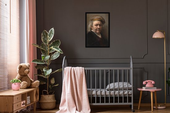 Cadre photo avec affiche - Autoportrait - Peinture de Rembrandt van Rijn - 40x60 cm - Cadre pour affiche