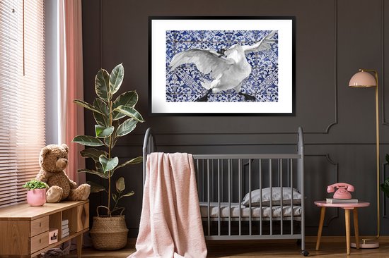 Cadre photo avec affiche - Cygne - Art - Bleu de Delft - Peinture - Maîtres anciens - 120x80 cm - Cadre pour affiche