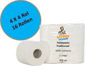 Bol.com Sopmop Toiletpapier Traditioneel Zacht & Sterk 100 % Cellulose 2 Laags 400 vel - 4 x 4 = 16 rollen aanbieding