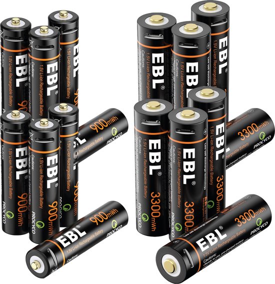 EBL Piles rechargeables AAA/HR03 1,5 V 900 mWh Lithium-ion