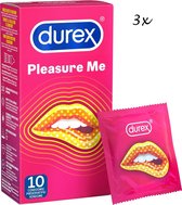 Préservatifsf Durex Pleasure Me - 30 pièces (3 x 10) - Avec nervures et points - Discrets et emballés en toute sécurité