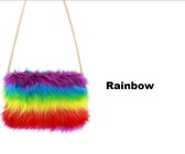 2x Tasje rainbow pluche - Regenboog Carnaval Thema feest festival fun optocht