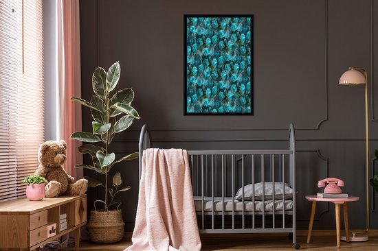 Cadre photo avec affiche - Fleurs - Roses - Blauw - 80x120 cm - Cadre pour affiche