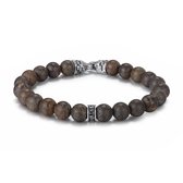 Magnetox X Kingka - Geweven Bronziet Steen - Armband - Antiek Zilver + Bruin Mat Bronziet - 925 Sterling Zilveren Sluiting - Mannen – 21cm