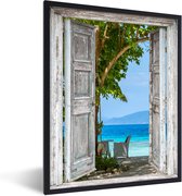 Fotolijst incl. Poster - Strand - Tropisch - Zee - Doorkijk - 60x80 cm - Posterlijst