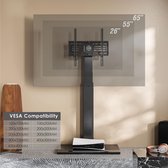 TV-vloerstandaard met 25 mm ijzeren voet voor 27-65 inch tv, universele tv-standaard vloer met draaibare & hoogte verstelbaar, tv stand houdt 40kg zwart