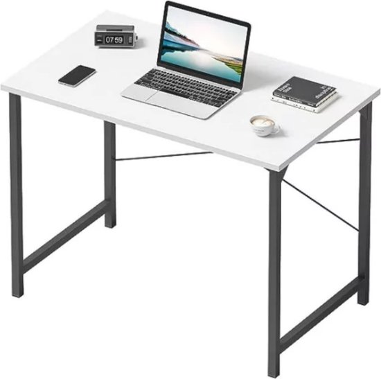 Bureau avec étagère bureau d'ordinateur blanc table PC système 2en1 moderne