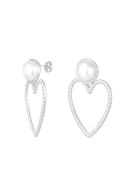 Bijoutheek Clips d'oreilles Coeur ouvert perle Argent