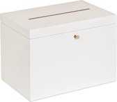 Boîte enveloppe en bois BAS - 30 x 20 x 23 cm - blanc - verrouillable à clé - coffret - boîte de rangement