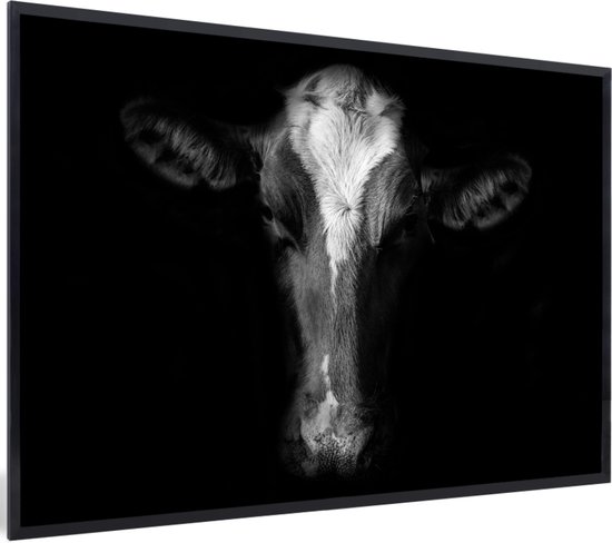 Fotolijst incl. Poster - Koe - Dieren - Zwart - 30x20 cm - Posterlijst