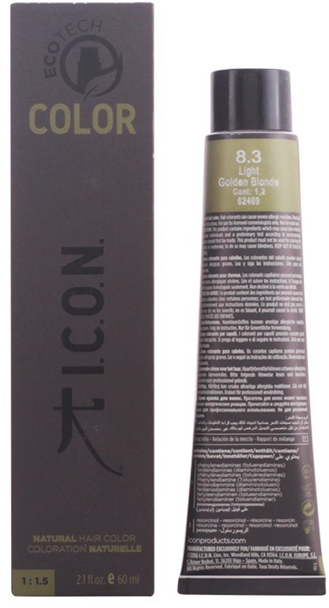 Permanente Kleur Ecotech Color I.c.o.n. Ecotech Color Nº 9.0-rubio muy claro Nº 8.0-rubio claro 60 ml