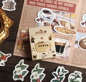 Koffie en Ontbijt Stickers - Koffie, Broodjes, Koffieplanten en Meer - Set van 46 - Planner Agenda Stickers - Scrapbookdecoraties - Bujo Stickers - Geschikt voor Volwassenen en Kinderen