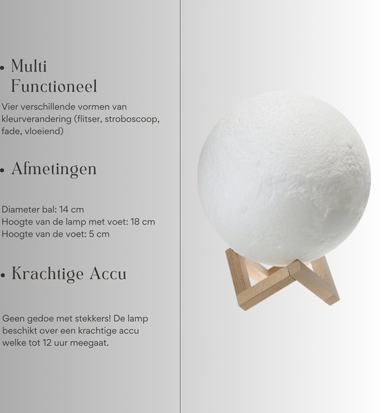 3D Maanlamp - Nachtlampje - voor Baby's en Kinderen - Oplaadbaar - Multicolor van StarBright — afbeelding 2