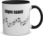 Akyol - notes de musique avec eigen naam tasse à café - tasse à thé - noir - Note de musique - mélomanes - tasse avec eigen naam - quelqu'un qui aime la musique - anniversaire - cadeau - cadeau - capacité 350 ML