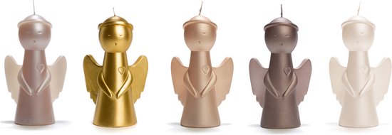 Cactula set van 5 mooie kwaliteits Engel kerst kaarsen XS 3 x 8 cm