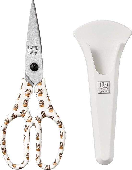 LIVINGO 25,4 cm multifunctionele schaar, duurzaam, premium titanium coating, gesmeed roestvrij staal, huishoudschaar, voor het snoeien van stof, handwerk, kantoor, tuin